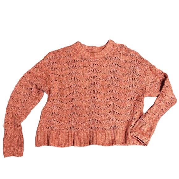 American Eagle Outfitters rust orange crochet chunky Sweater size medium - Picture 4 of 6